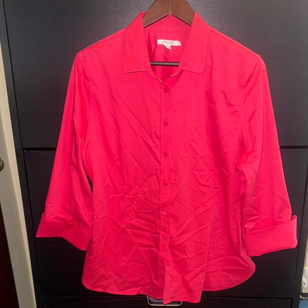 Chico's Vibrant Red Button-Down Shirt